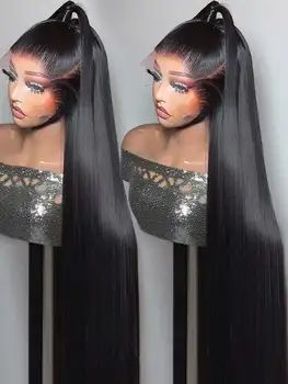 250 Density 13x6 HD Bone Straight Lace Front Wigs Human Hair Brazilian 40 42 Inch Glueless Lace Frontal Human Hair Wigs For Wome 1
