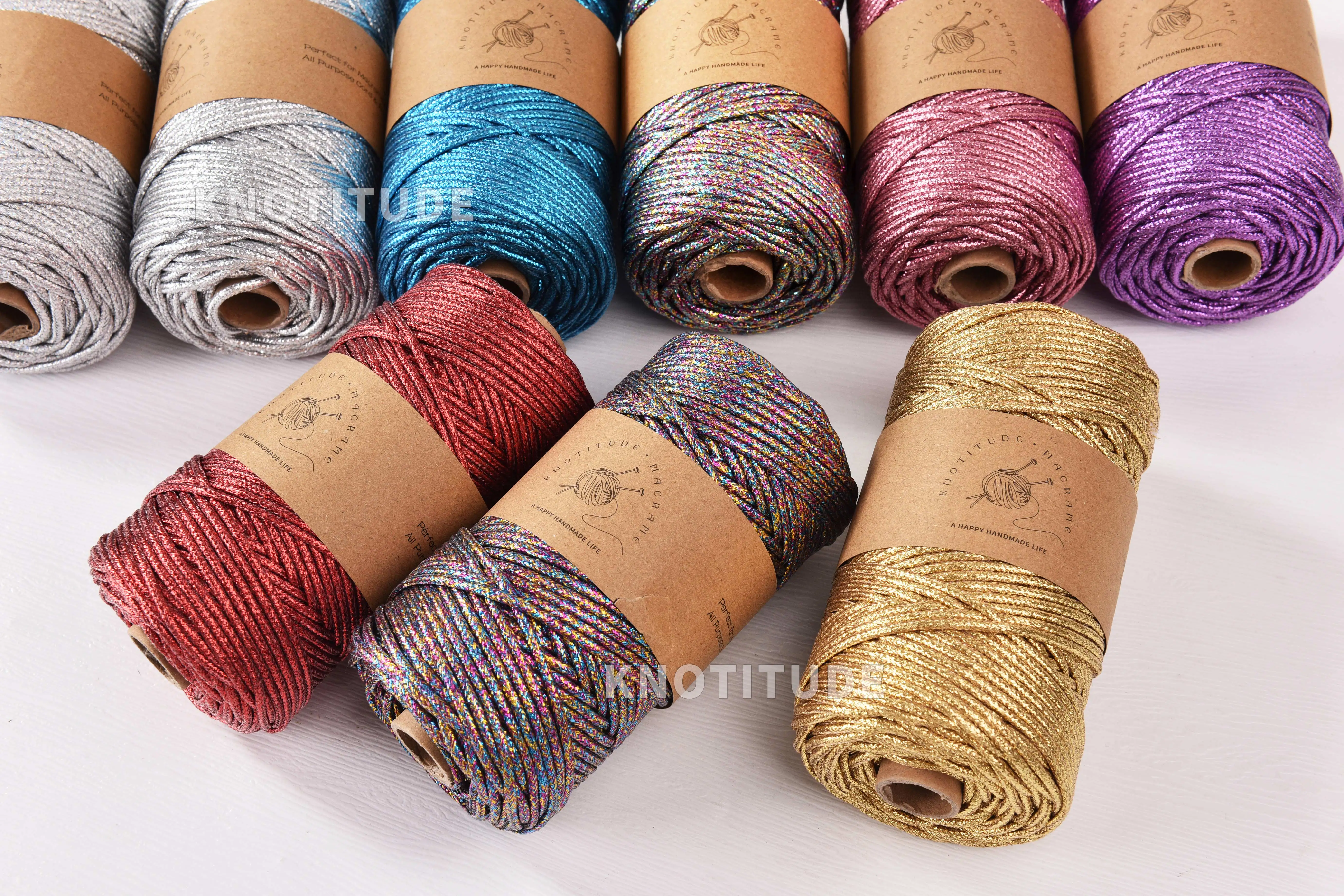 반짝 이는 금속 땋은 코드 3mm x 90yds 눈부신 Macrame 브레이드 로프 골드 컬러 로프 쥬얼리 코드 장식 코드 만들기