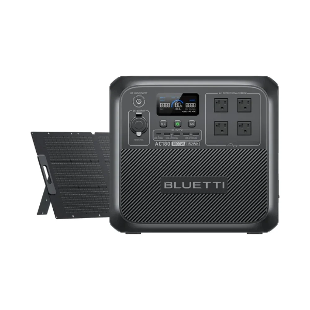 [US Plug] BLUETTI AC180 Solar Power Station, 1152Wh LiFePO4 Battery Backup 1800W AC Outlets, For Camping, Off-grid, Power Outage 4