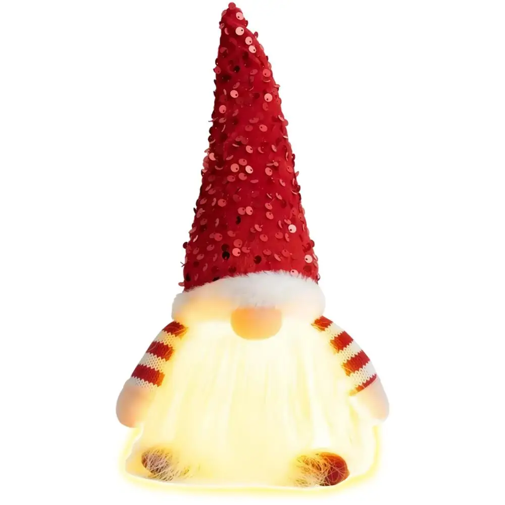 Muñeco con Luces LED, MXMBR, 15x30cm, Lentejuelas, Rojo/Blanco, Plástico/Tela.