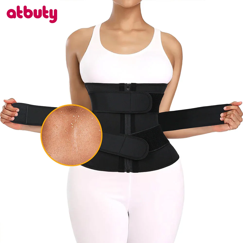 

Atbuty Sauna Sweat Waist Trainer Neoprene Belts Fat Loss Burning Colombian Fajas Tummy Slimming Belly Girdle Body Shaper