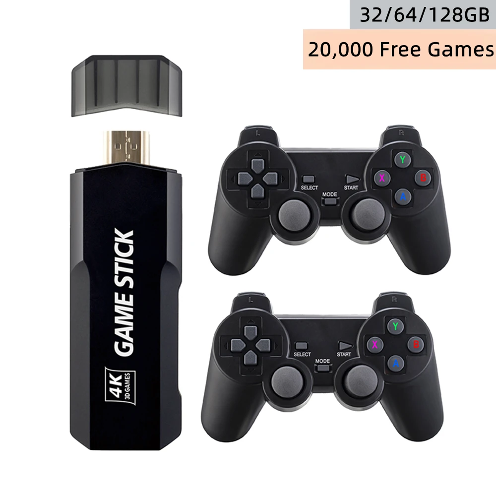 20000 Giochi Gratuiti X10 Game Stick 2/4K Quad Core Videogioco Box 32/64/128Gb Due Gamepad Wireless Per Psp/Ps1/Mame/Dc Video Gaming
