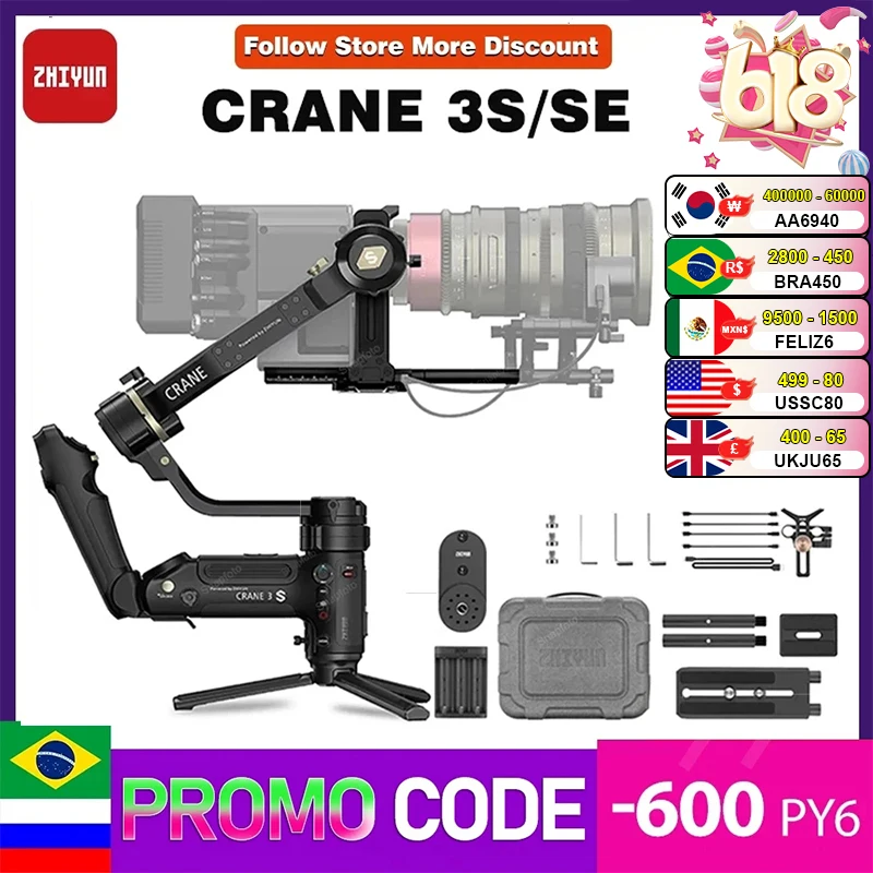 ZHIYUN-Crane-3S-3-Axis-Camera-Gimbal-Handheld-Stabilizer-Support-6-5KG ...