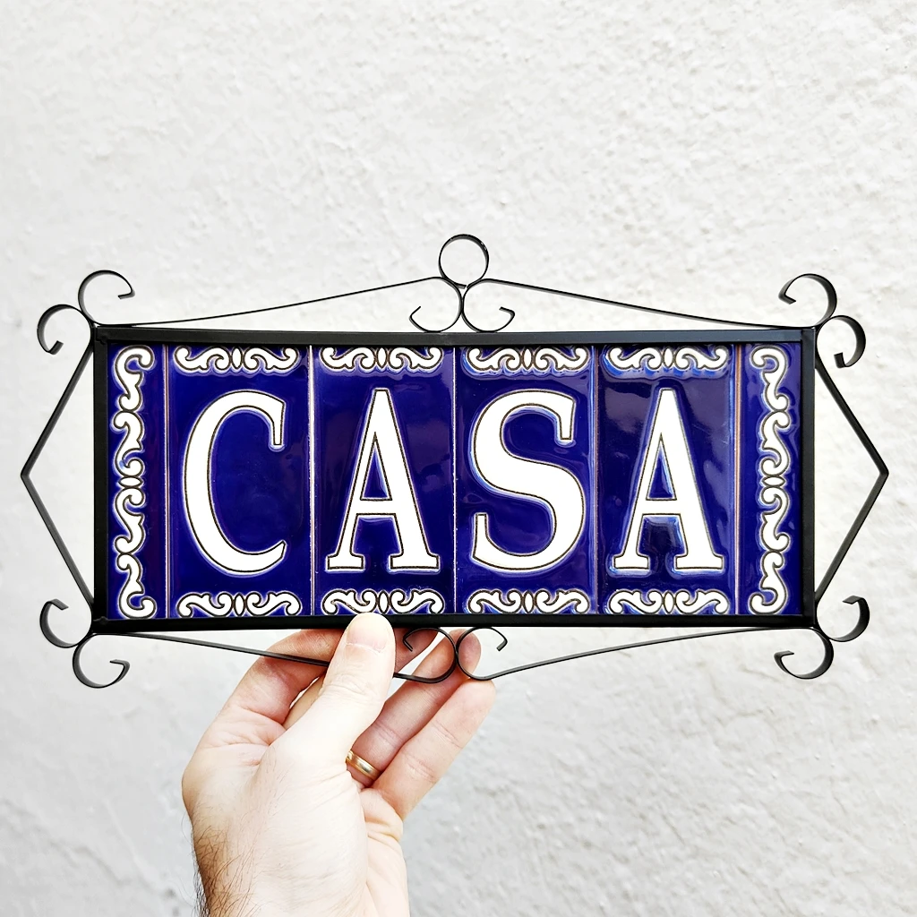Numéro De Maison En Céramique Bleue, Chiffre 2, Plaque Murale Italienne