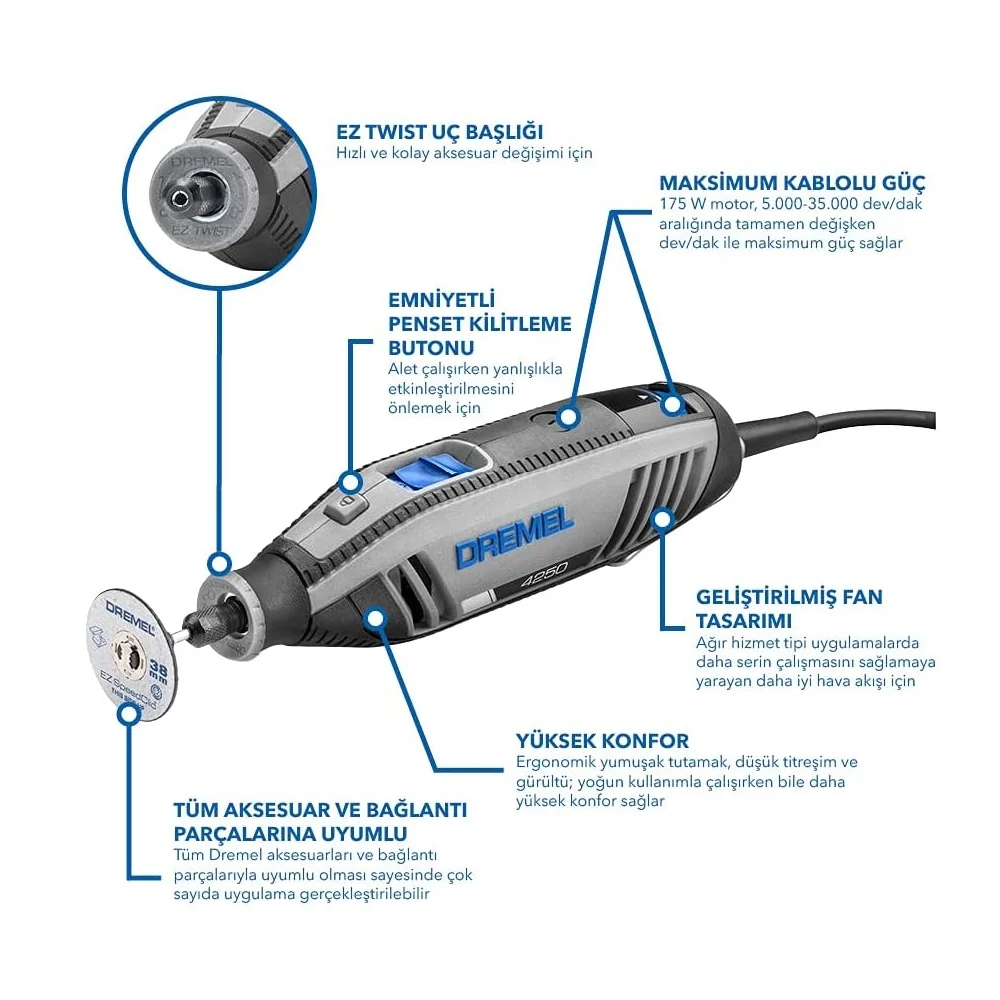 MINI PERCEUSE ELECTRIQUE 4250 AVEC 35 ACC 220V 175W DREMEL