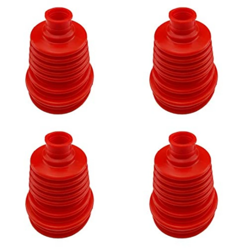 Pack of 4 Pieces Universal Flexible Silicone Constant Velocity CV Joint Boot Rubber 5 inch（125mm） Height Red-no Clamp