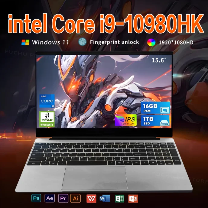 15.6 inch Laptop Computer PC intel Core i9-10980HK Laptops 16GB RAM 1TB 2TB SSD Portable i9 Laptop Notebook Windows 11