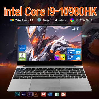 15.6 inch  Laptop Computer PC intel Core i9-10980HK Laptops 16GB RAM 1TB 2TB  SSD Portable i9 Laptop Notebook Windows 11