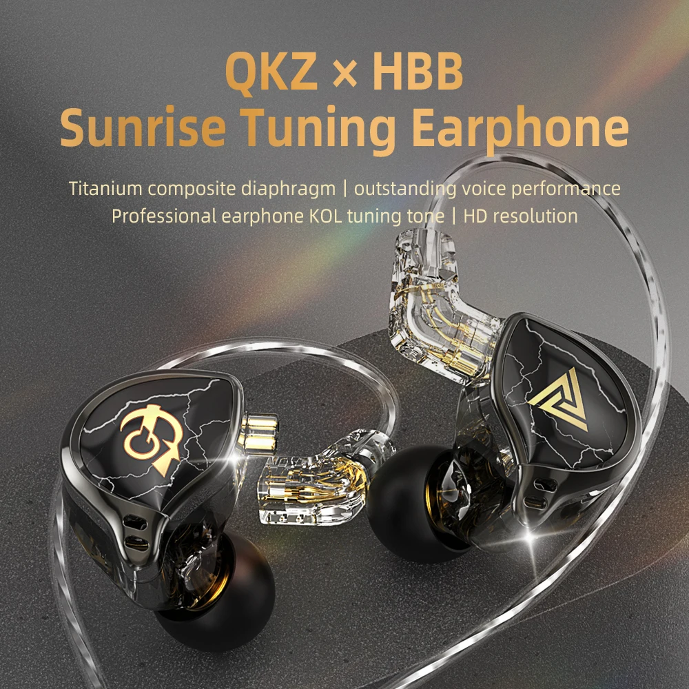 

QKZ x HBB 10mm Titanium-Coated Diaphragm HiFi In Ear Monitor Earphones Semi-open Cavity CNC Aluminum Alloy Faceplate Earbuds