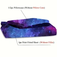 2/3pcs Vibrant Purple Galaxy Space Star Aviation Nebula Fitted Sheet Set - Soft, Breathable, Comfortable, Deep Pocket Mattress 2