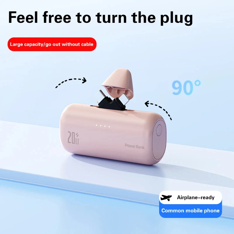 M&W 5000mAh Power Bank: Rotate - Plug Magic, Type - C & Lightning in One! 6