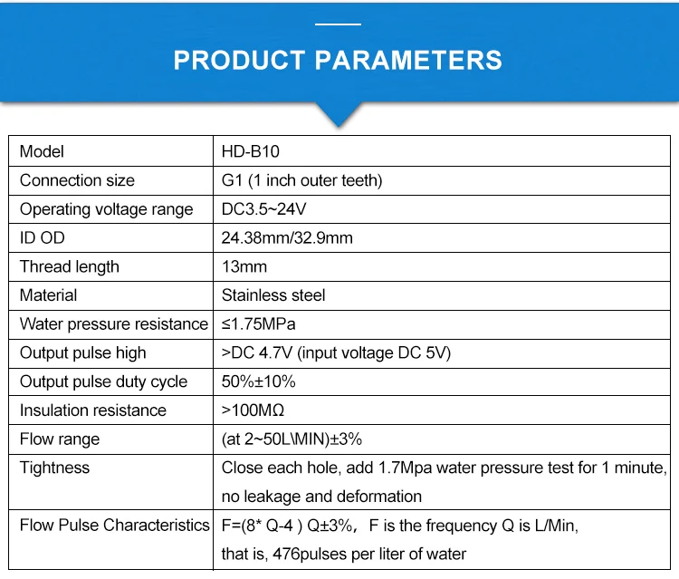 304 Stainless Steel Water Flow Sensor DN40 DN50 water flow detection 1.5 Inch G2