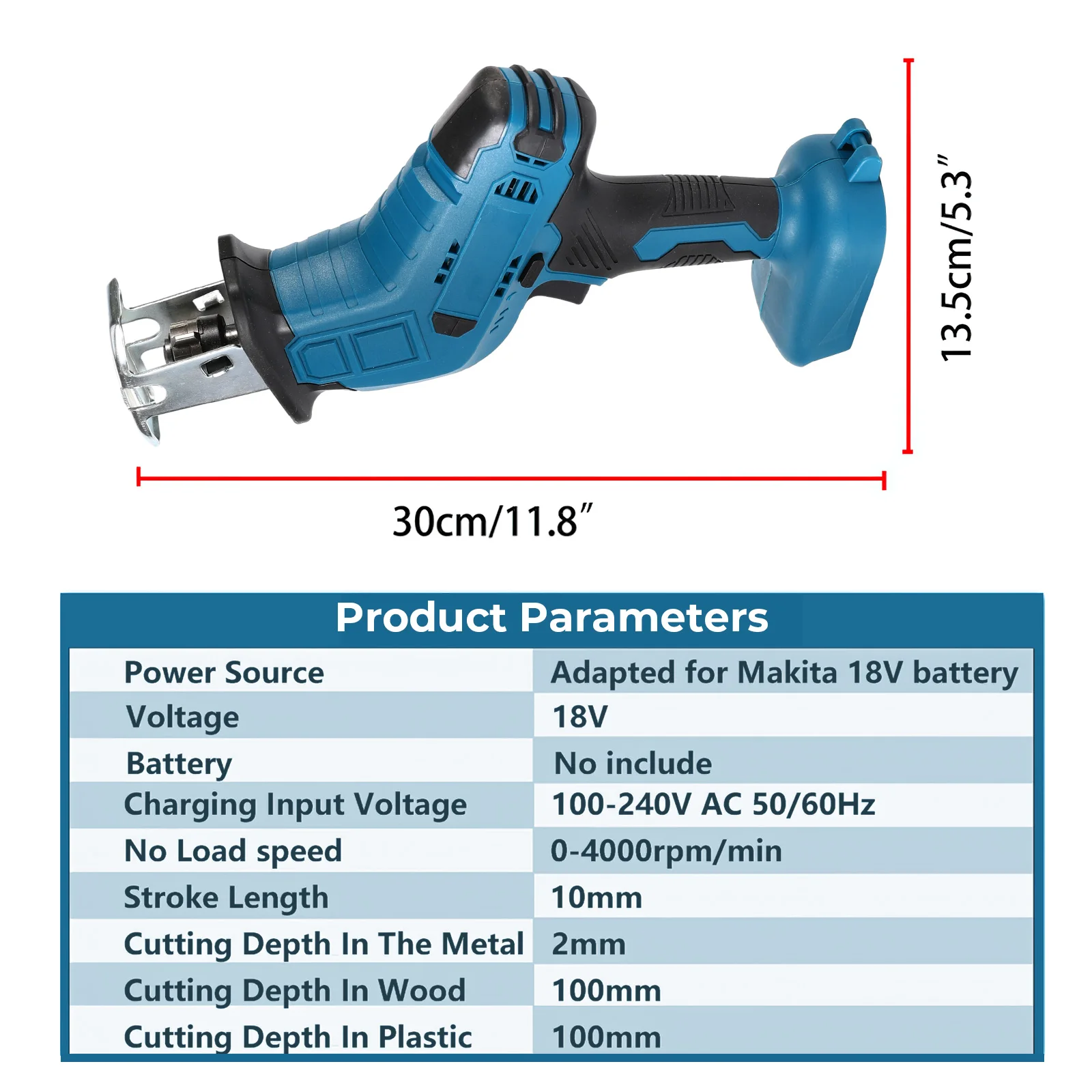 Scie sabre sans fil 18V – 100 mm, 3000 tr/min, vitesse variable, coupe métal/bois A512b6306652847c5b11233da0830b645F