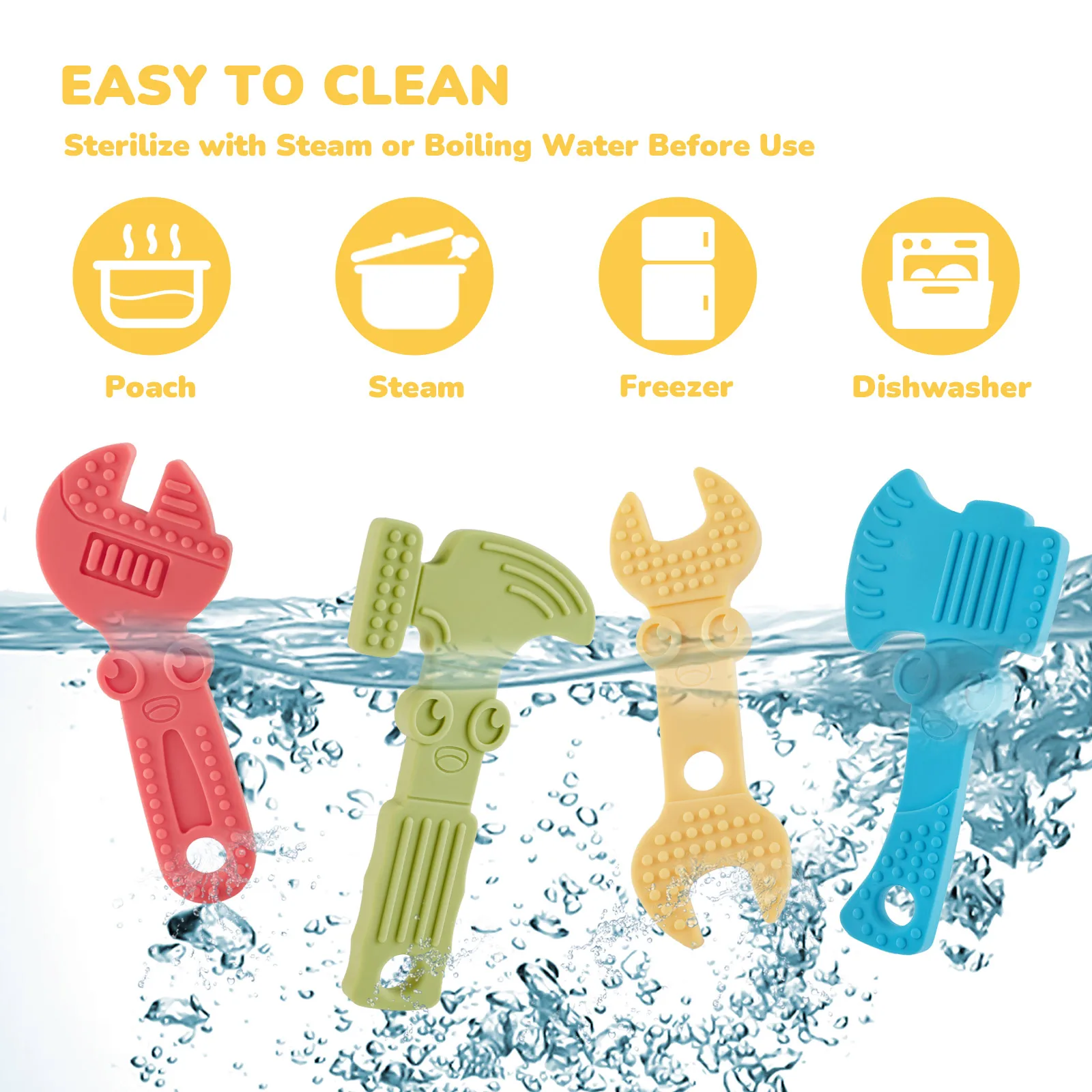 TYRY.HU 4PC Silicone Baby Teethers Wrench Food Grade Chewing Toy Silicone Tiny Rod Children's Goods Nurse Gift Baby Teether Toys