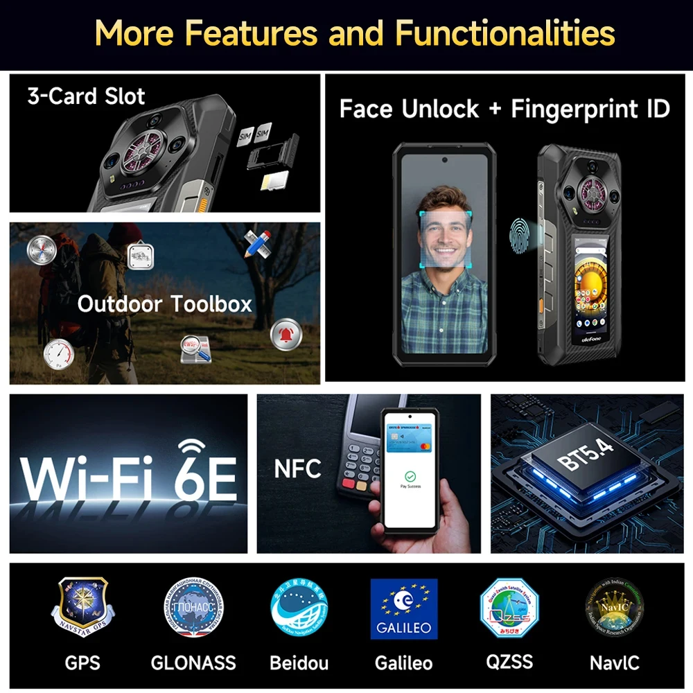 Ulefone Armor 30 Pro 5G Rugged Phone 12800mAh 64MP Night Vision Camera Mobile Phone Android 14 Up to 32GB+512GB Cellphone NFC