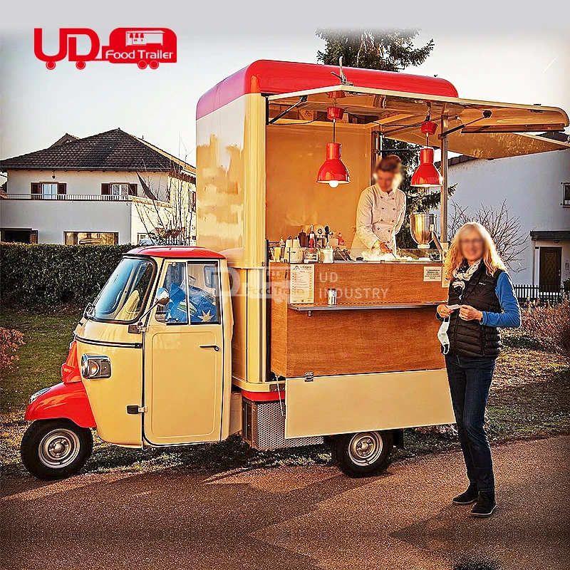 Nuovo Design Street Triciclo Elettrico Caffè Vending Kiosk Mobile Food Truck Per Gelato Carrello Triciclo Ape Piaggio