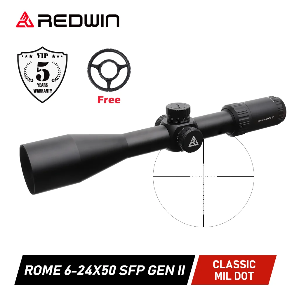Red Win Rome 6-24x50 SF Gen II 30mm 1/10Mil Turret Adjust w/ Zero Lock Wild Angle Eyepiece No Edge Image Air Rifle Hunting Scope rifle scope