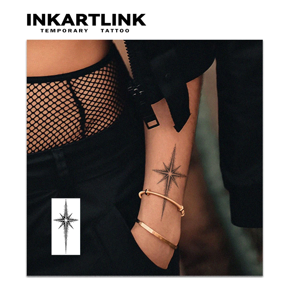 Eight-pointed star Temporary Tattoo,Lasts To 15 Days New Technology Magic Waterproof Semi Permanent Sticker. 2