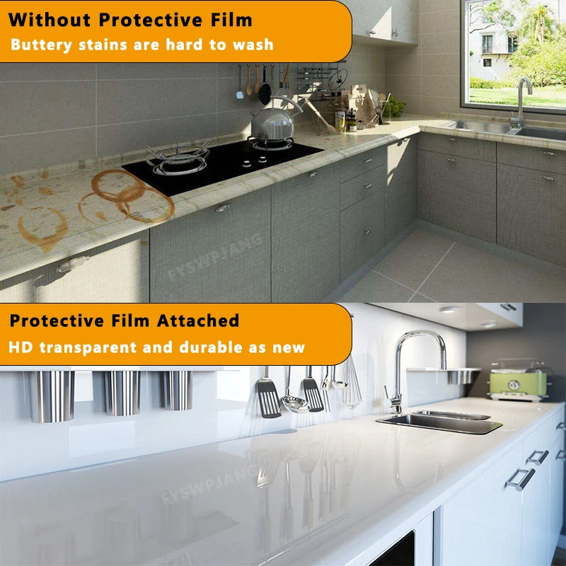 Adhesive Desktop Protective Film Glossy Transparent PET Scratch Resistant Kitchen Heat Resistant Furniture Sticker Home Sticker adhesive vinyl,adhesive vinyl stickers,adhesive vinyl film