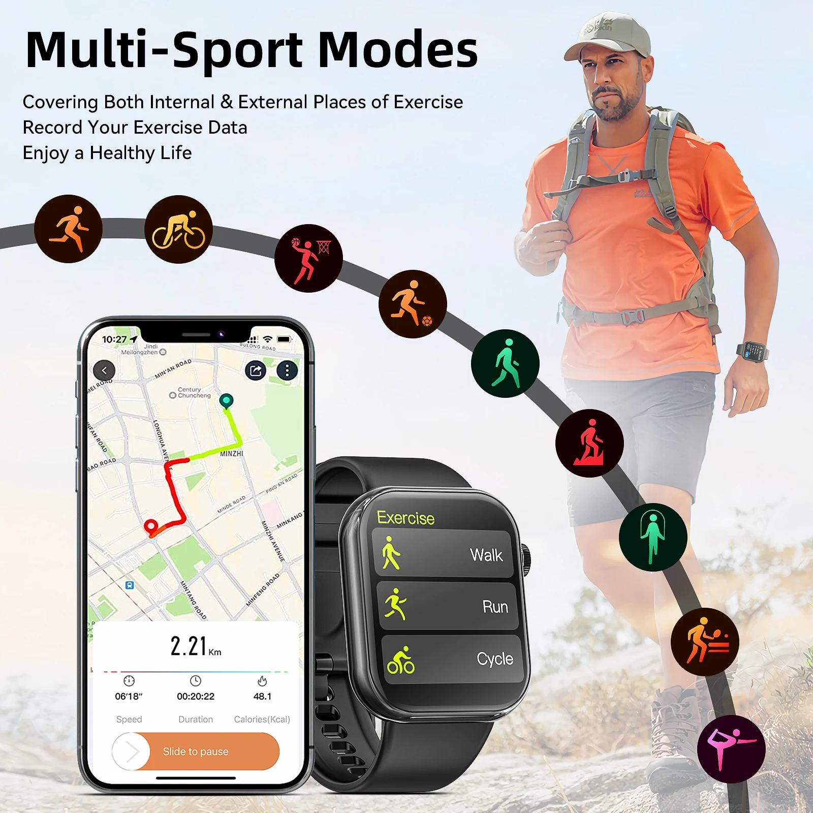 1.85 Inch Full Touch Screen Smart Watch Men Women Bluetooth Call IP67 Waterproof Outdoor Sport Fitness Tracker Heart Smartwatch 7