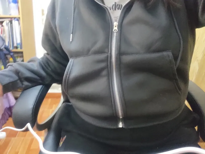 Y2 K Oversized Zip Hoodie Women Crop Top Autumn Winter Cozy photo review