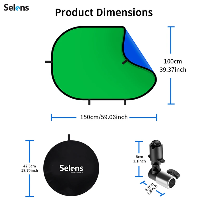 Collapsible Portable Reflector Blue And Green Screen Chromakey Photo Studio Light Reflector 100x150CM/150x200CM for Photography photo reflector props