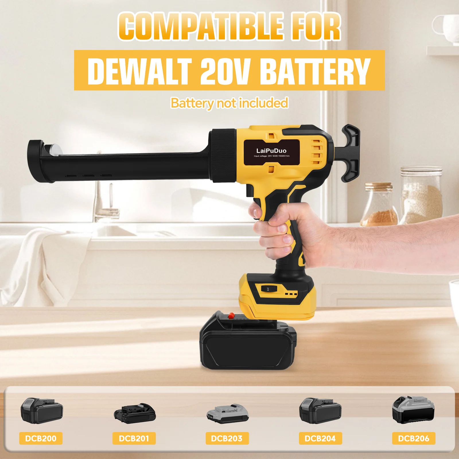 Electric Caulking Gun Glass Glue Gun 6 Speeds 10oz Cordless Silicone Gun Filling