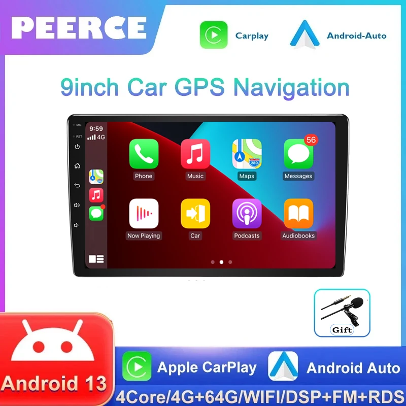 

Универсальная мультимедийная стереомагнитола на Android 13, 9 дюймов, с сенсорным экраном, радио, для Volkswagen, Nissan, Hyundai, Kia, Toyota, Kia