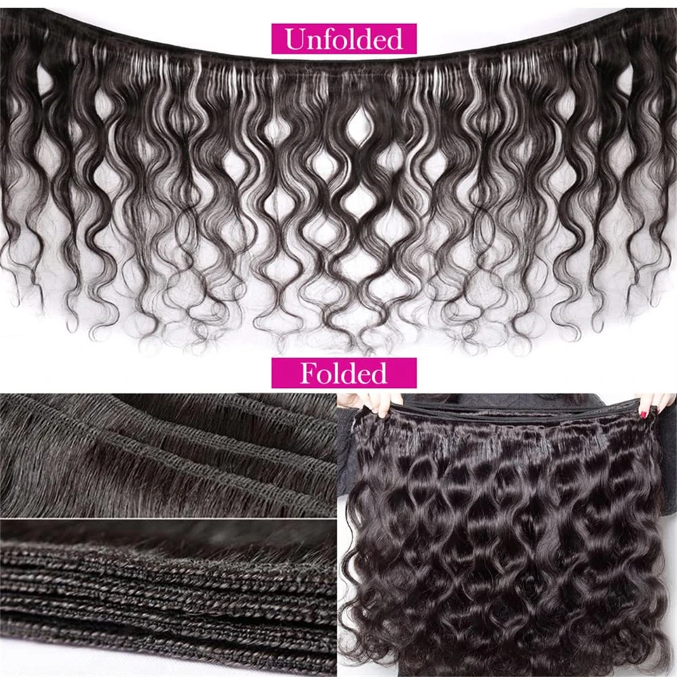 Beaufox Body Wave Bundles Human Hair Brazilian Unprocessed Hair Bundles Human Weave Natural Black 1/3/4 Deal