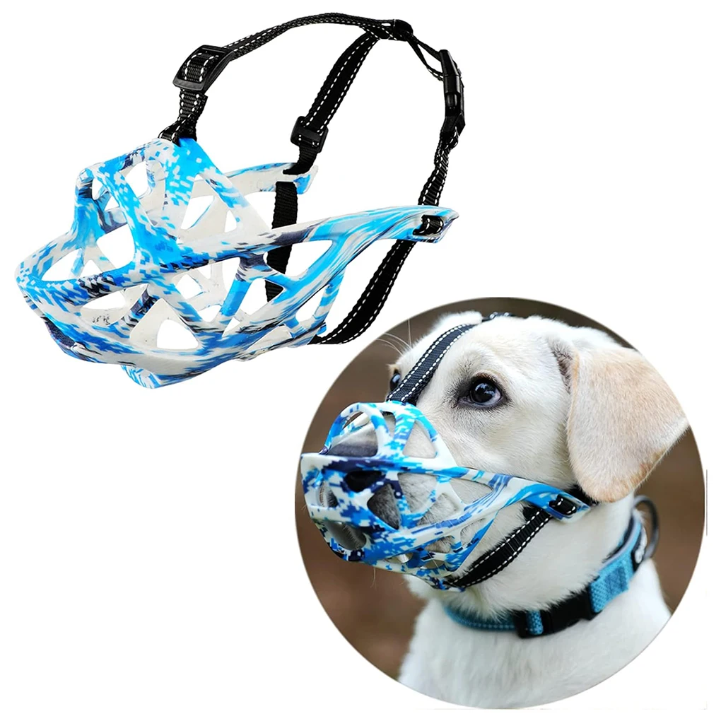 Pet dog basket muzzles upgraded soft breathable cage muzzle adjustable dog mouth guard anti-bark biting for small large dogs dog muzzle