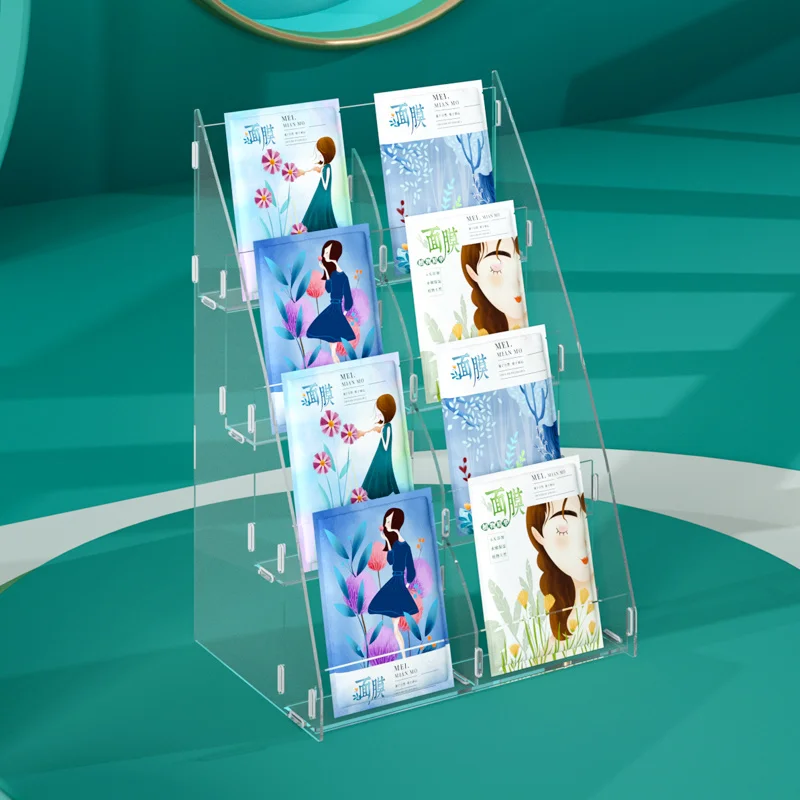 Clear Acrylic Display Stand For Facial Mask Cosmetic Bathroom Rack Skin Care Product Display Storage Rack Multi-Layer Organizer 6