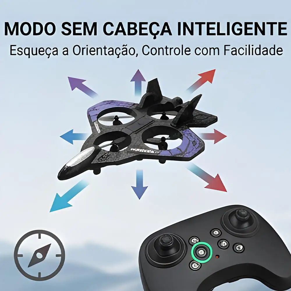 Aeronave RC DLI de Espuma Resistente a Impactos com Luz LED Colorida 2.4G, Decolagem Automática e Duas Baterias, Presente para Meninos e Meninas