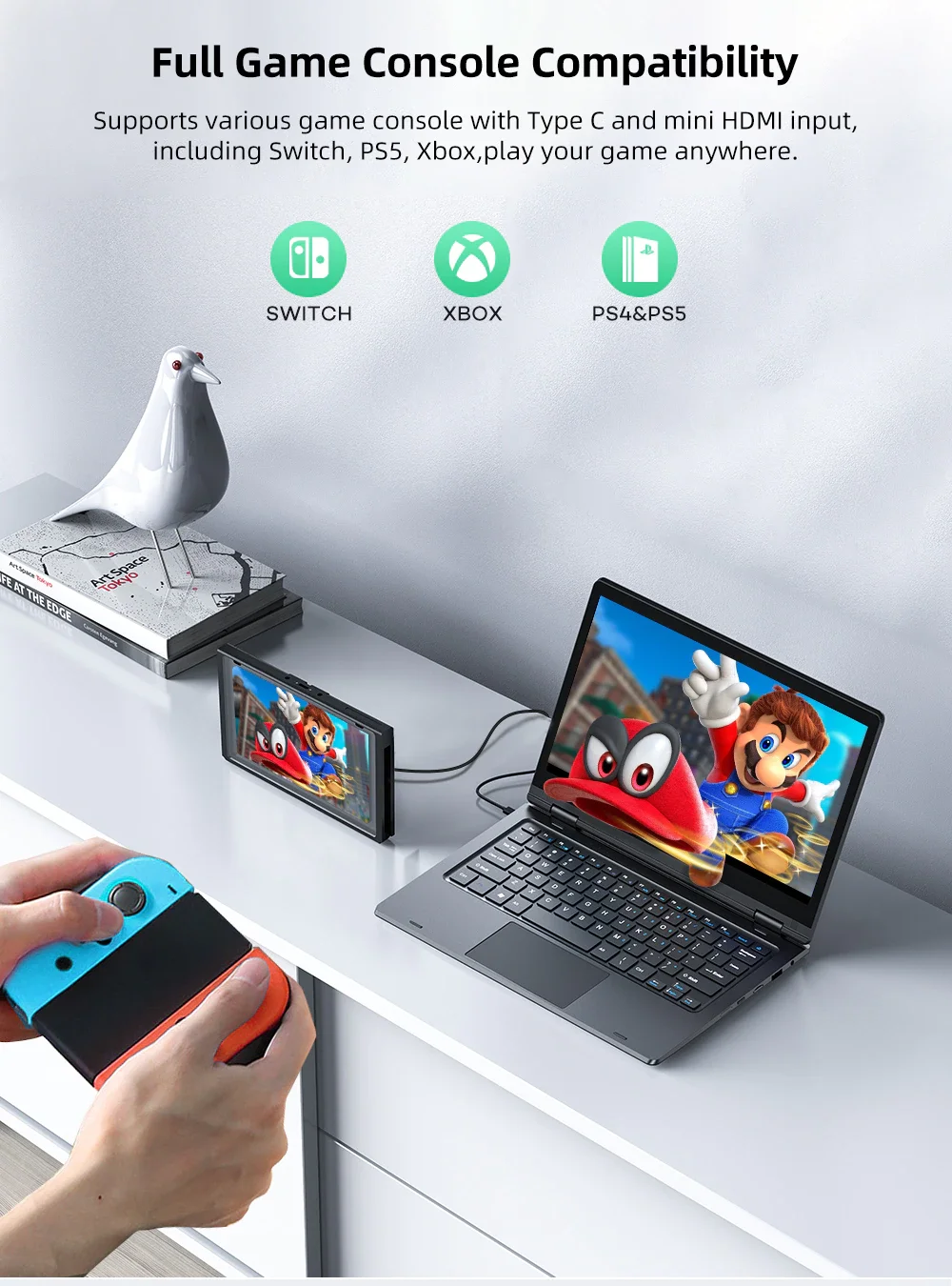 UPERFECT 11.6 ͸ 1920*1080 ̴ 2in-1 ġũ  ޴ PC ӱ 60Hz FHD IPS  ȣȯ C HDMI  10800mAh Ű, Ʈ XBOX ġ