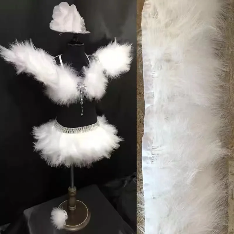 Craft Feathers 1 Meter Marabou Feathers Trim Ribbon 8-10CM Soft Plumes Fringe for Crafts Wedding Dress Sewing Decoration Accessories