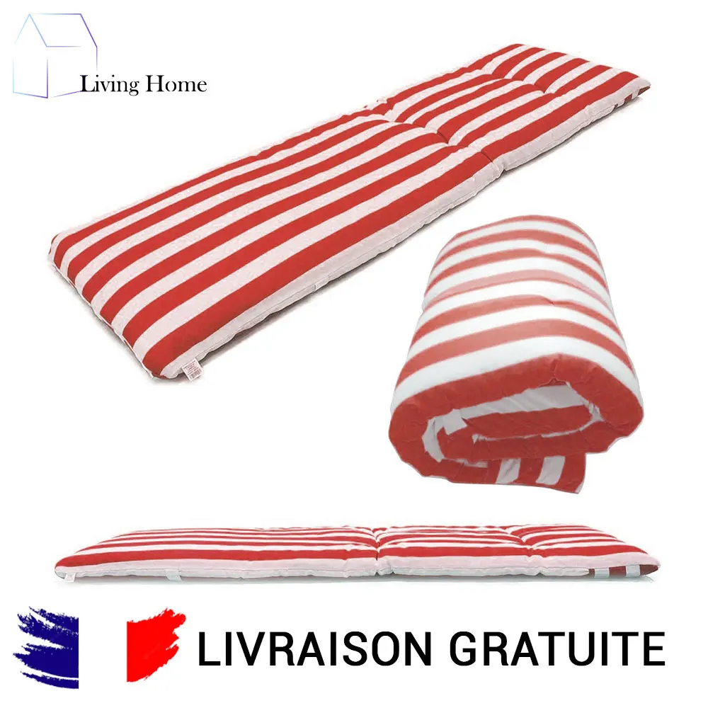 BRAVO HOME Coussin de Chaise Longue Bain de Soleil, Coussins de Matelas Chaise Longue de Jardin Transat, Dimensions 180 x 55 x 8 cm, pour Extérieur-Intérieur-Terrasse-Jardin-Voyage- Vacances