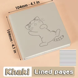 Compact Square Notebook and Journal - Mini Notepad Diary Agenda Planner with Versatile Writing Paper (Khaki Lined)