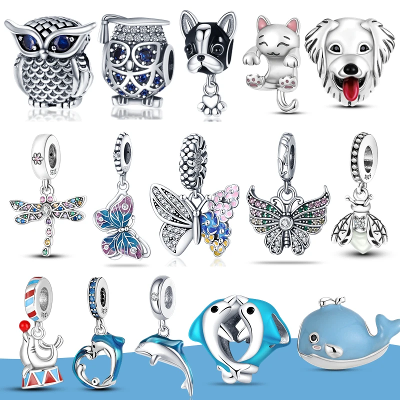 

925 sterling silver original gulf fish animal charms Fit pandora 925 original Bracelet necklace For women Fashion DIY Jewellery