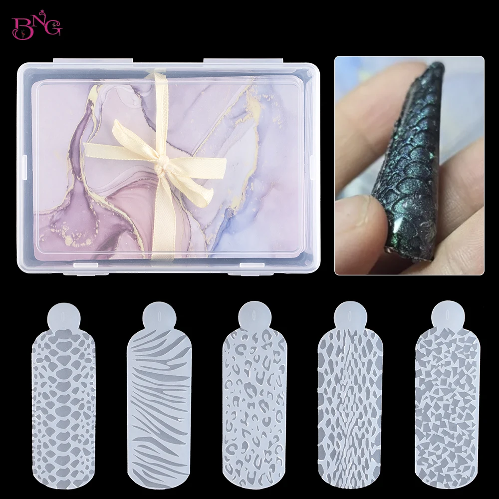 60 Pz/Scatola Touch Snake/Cristalli Stampi In Silicone Forme Per Unghie A Doppia Forma Che Creano Un Design In Rilievo Sulle Unghie Forme In Silicone 