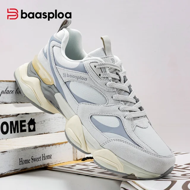 Baasploa – chaussures de marche confortables pour hommes, baskets décontractées en cuir, nouvelle mode, chaussures de sport, amortissantes, antidérapantes 1