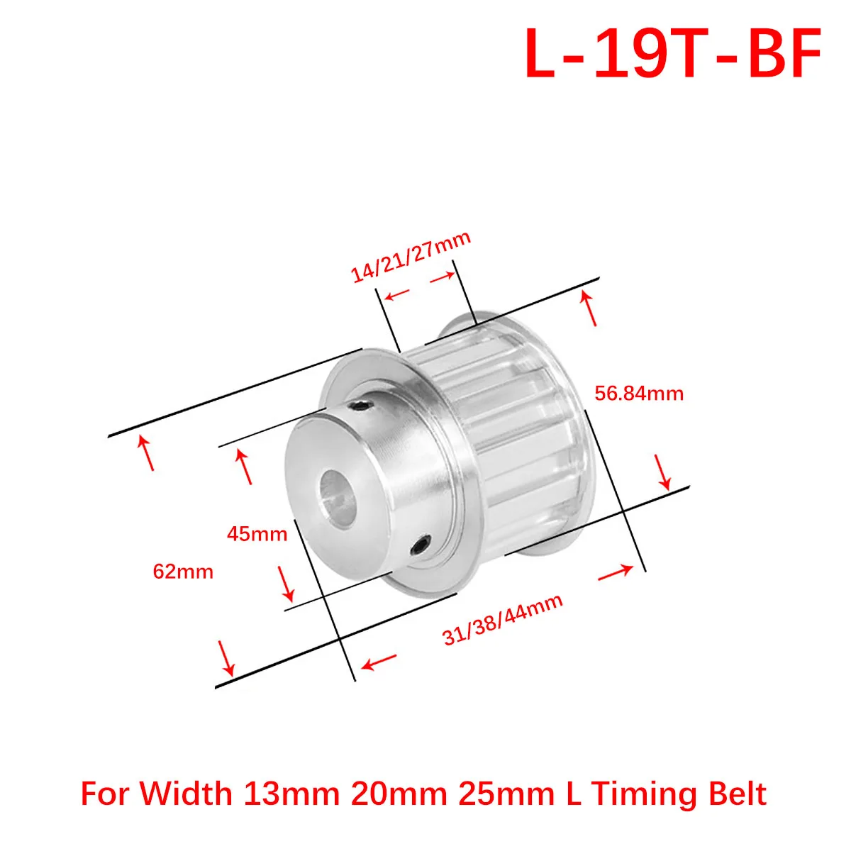 

L-19T-BF Timing Pulley Bore 8mm - 20mm Pitch 9.525mm Synchronous Pulley Wheel For Width 13/20/25mm L Rubber Timing Belt