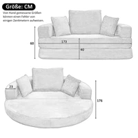 Уютный вельветовый диван-мешок. Модульная напольная кровать (173x176 см) для эстетической гостиной. Мягкая и удобная охлаждаемая мебель — изображение 4