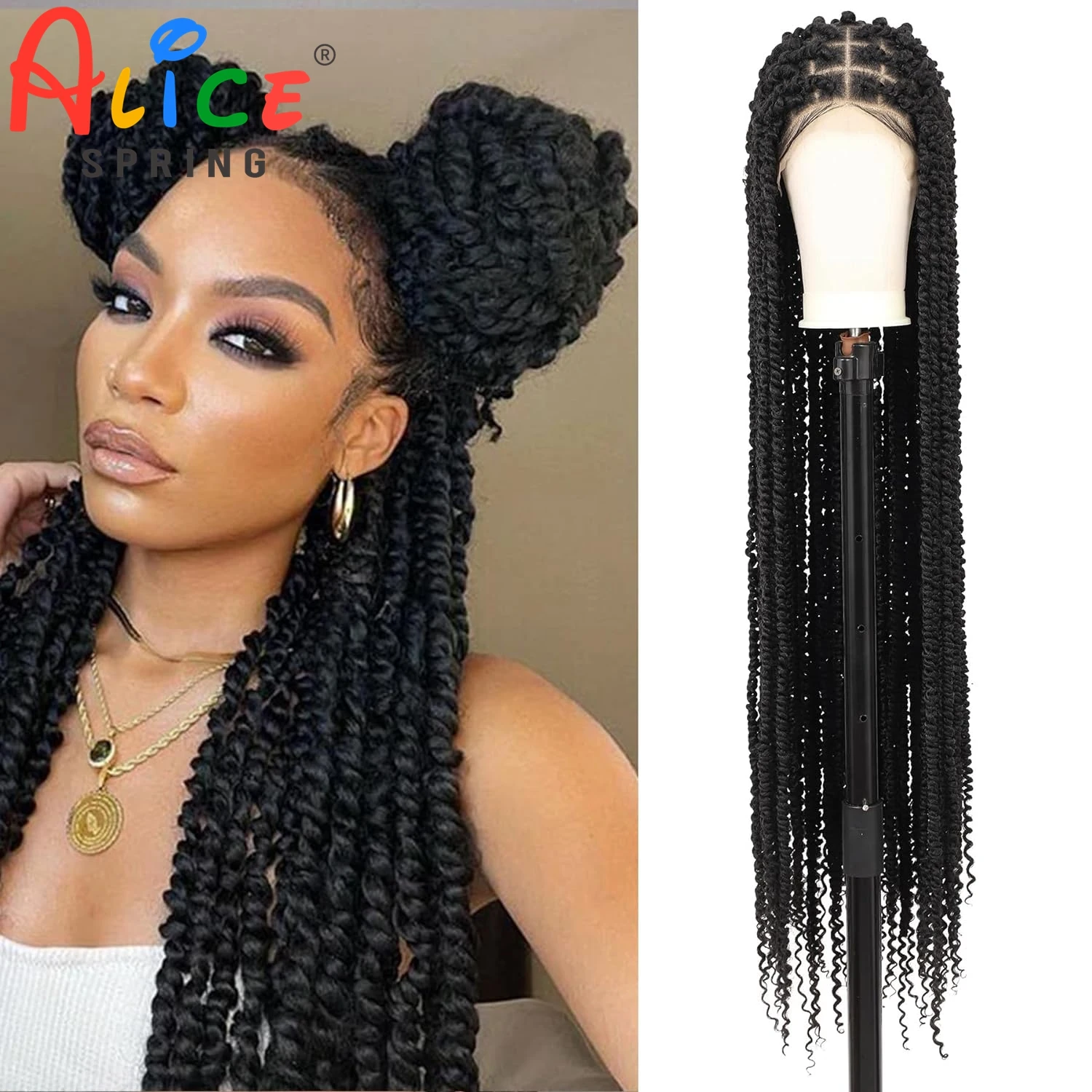 

Synthetic Full Lace Front Wigs 40 Inches Braided Wigs for Black Women Knotless Box Braded Wigs Synthetic Full Lace Front Wigs