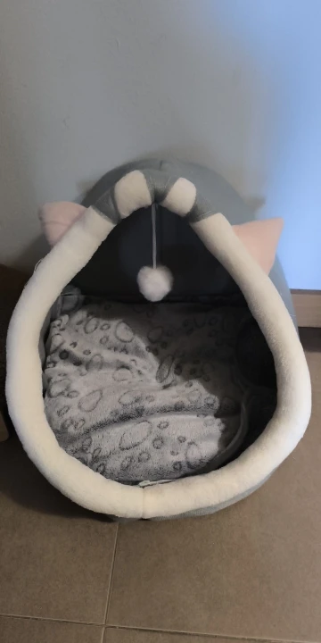 Cama para gatos de sueño profundo, cama para mascotas de dibujos animados, plegable, extraíble, lavable, cama para mascotas, alfombrilla para perros pequeños, bolsa, cueva, cama para gatos photo review