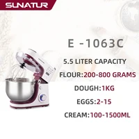 SUNATUR Kneader 5.5L Flour Dough Machine 110V/220V Stand Mixer 1300W Electric Pastry Blender Kitchen Machines Kneading 2