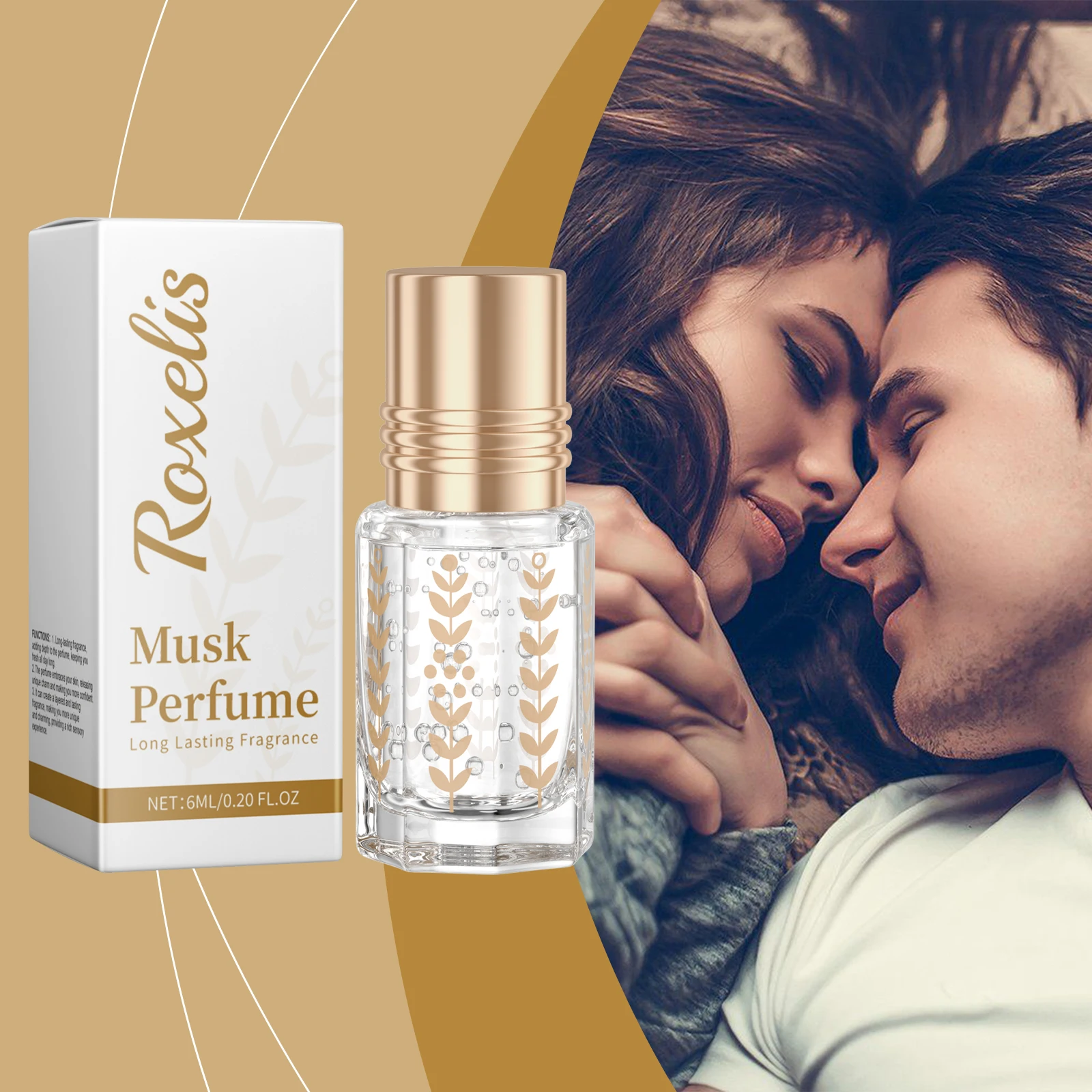 Roxelis Musk Perfume Natural Fresh Lasting Formula Elegant Floral Charming Light Fragrance Daily Ball Bearing Portable Perfume_voghion.com