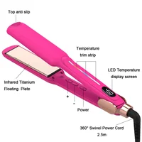 Lisseur de cheveux infrarouge 450 ℉   Lisseur à cheveux en titane, chauffe rapidement en 30 secondes, lisseur et boucleur 2 en 1 rose 4