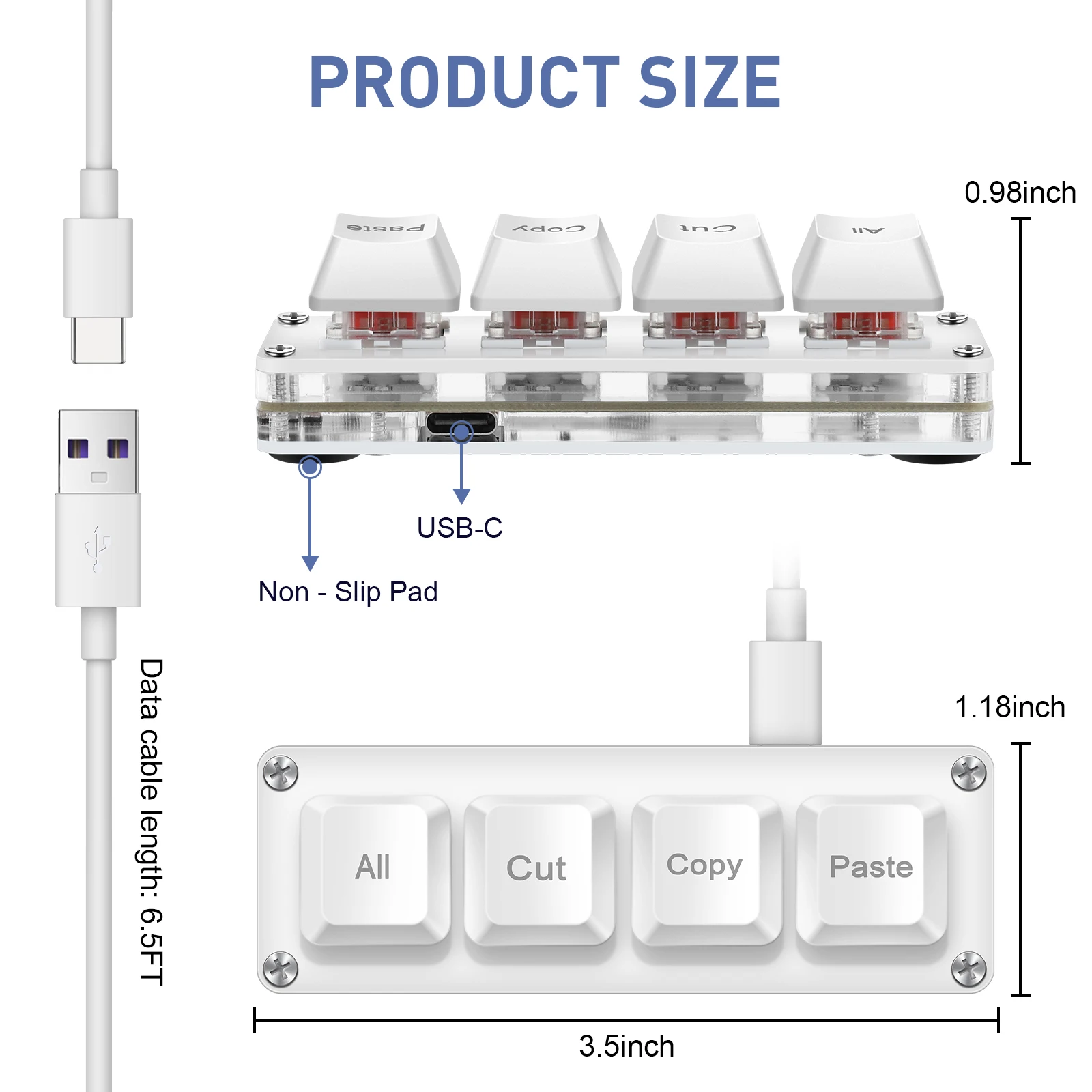 SAYODEVICE 4 키 미니 단축키 사무 작업 매크로 키패드 OSU 리듬 게임 키패드 게임용 USB 유선 키보드 핫스왑 가능