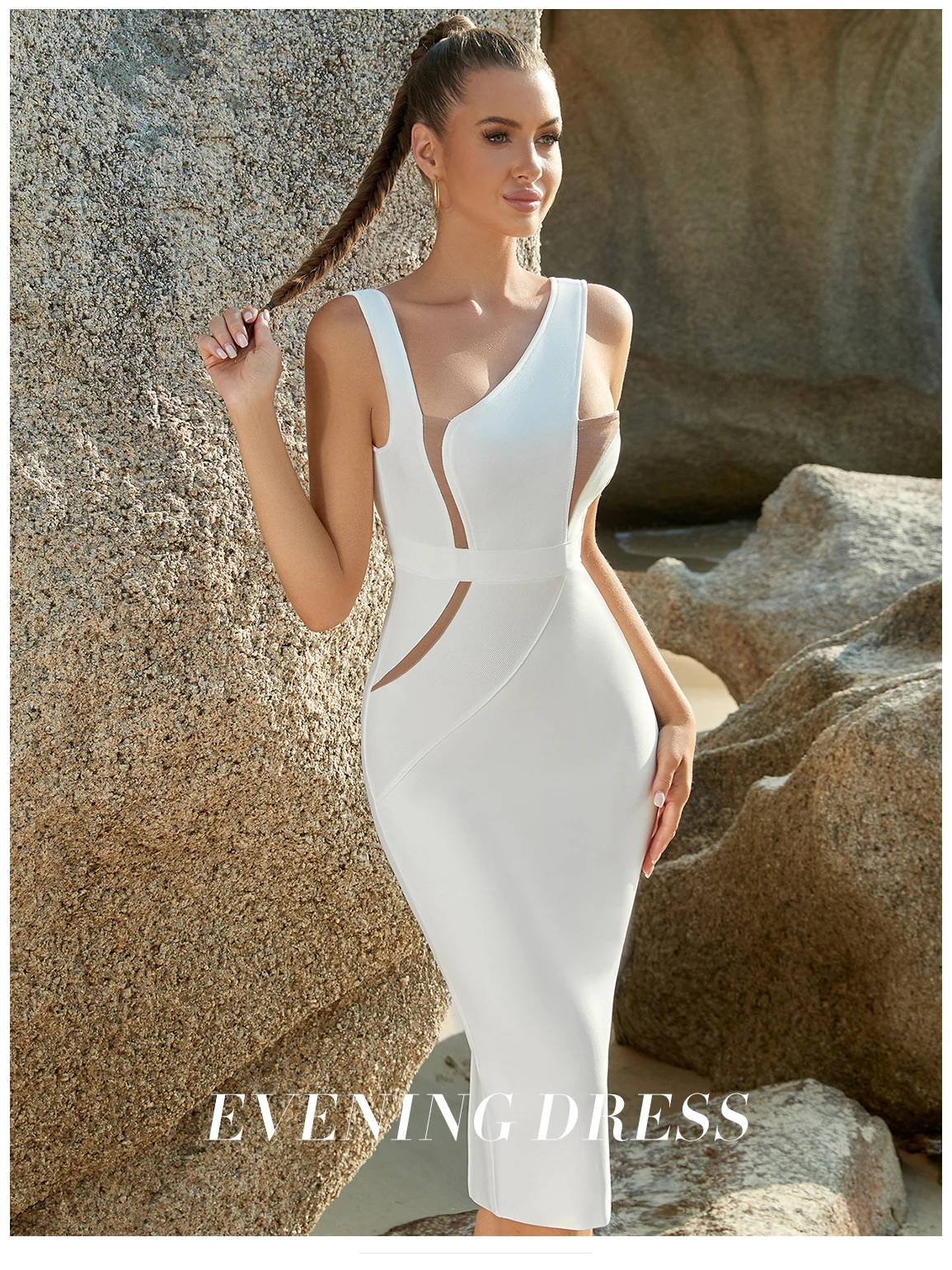 Adyce Sexy Backless White Midi Bodycon Bandage Dress Women Summer Tank Sleeveless Celebrity Elegant Evening Party Dress Outfits