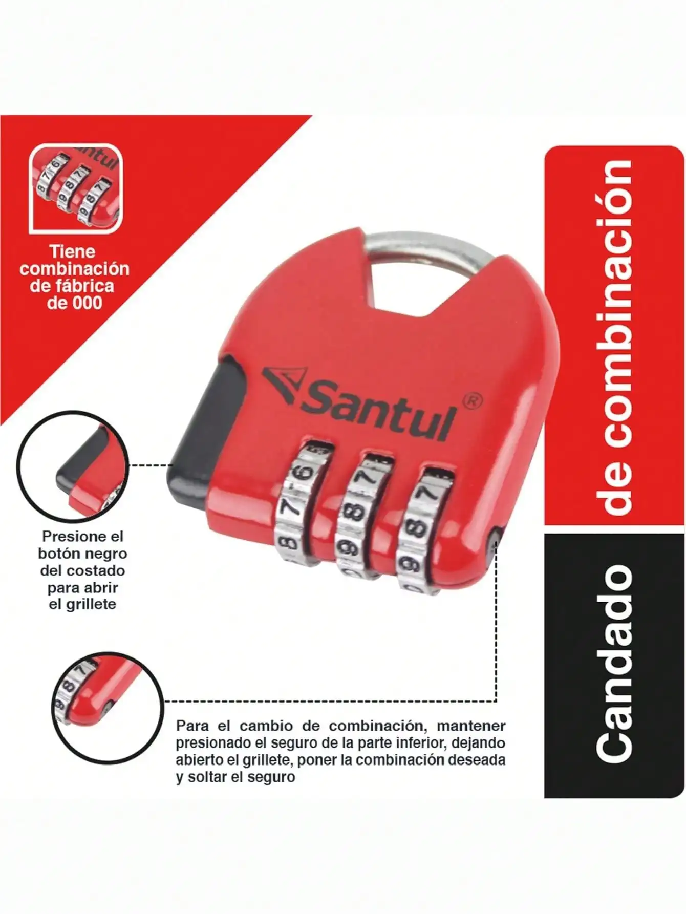 Cadenas à combinaison pour coffre 36 mm Sac à dos Casier