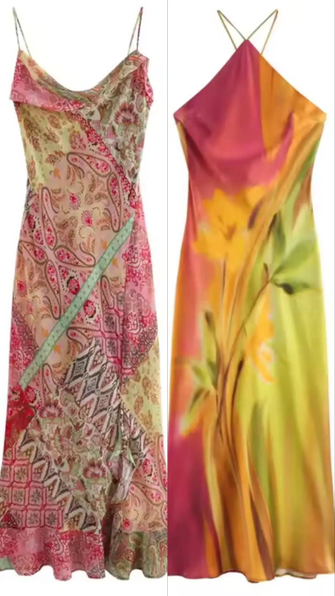 Women's 2024 Fashion Patchwork Print Slip Dress photo review